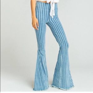 Show Me Your Mumu Berkeley Striped Bells Blue super flare pants high waist